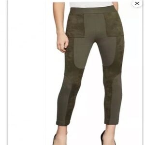 BCBG Max Azria Olive Faux Suede and Canvas Leggings NWOT